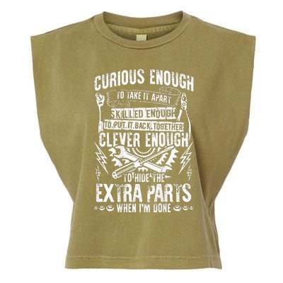 Curious Skilled And Clever Funny Car Auto Truck Mechanic Garment-Dyed Women's Muscle Tee