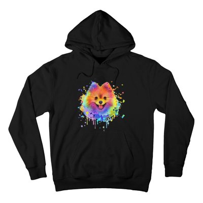 Colorful Splash Art Pomeranian Portrait Pom Puppy Owner Hoodie