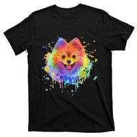 Colorful Splash Art Pomeranian Portrait Pom Puppy Owner T-Shirt