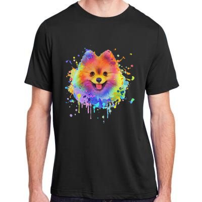 Colorful Splash Art Pomeranian Portrait Pom Puppy Owner Adult ChromaSoft Performance T-Shirt