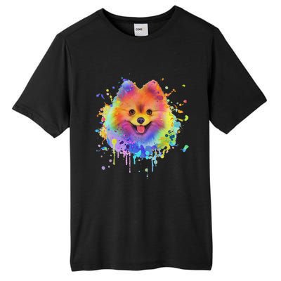 Colorful Splash Art Pomeranian Portrait Pom Puppy Owner Tall Fusion ChromaSoft Performance T-Shirt