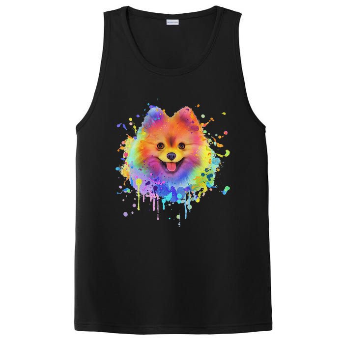 Colorful Splash Art Pomeranian Portrait Pom Puppy Owner PosiCharge Competitor Tank