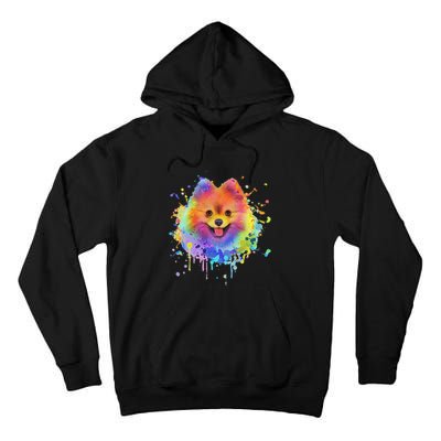 Colorful Splash Art Pomeranian Portrait Pom Puppy Owner Tall Hoodie