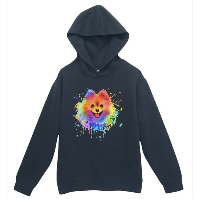 Colorful Splash Art Pomeranian Portrait Pom Puppy Owner Urban Pullover Hoodie