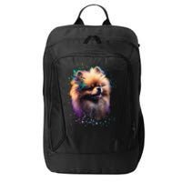 Colorful Splash Art Pomeranian Portrait Puppy Pom Owner City Backpack