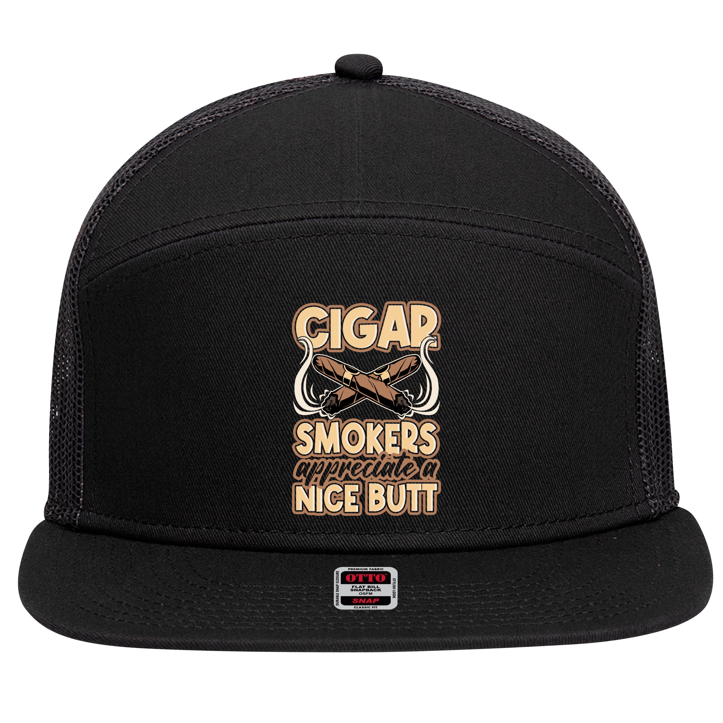 Cigar Smokers Appreciate A Nice Butt 7 Panel Mesh Trucker Snapback Hat