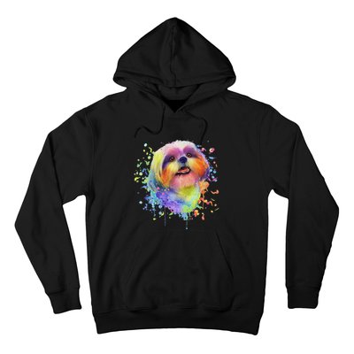 Colorful Splash Art Shih Tzu Portrait Shitzu Puppy Owner Hoodie