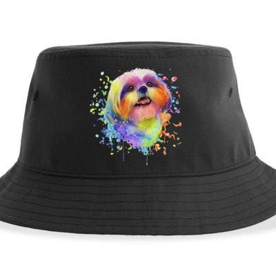 Colorful Splash Art Shih Tzu Portrait Shitzu Puppy Owner Sustainable Bucket Hat