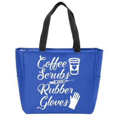 Coffee Scrubs And Rubber Gloves Funny Nurse Cute Gift Zip Tote Bag