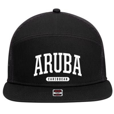 College Style Aruba Caribbean Souvenir 7 Panel Mesh Trucker Snapback Hat