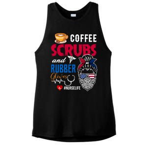 Coffee Scrubs And Rubber Gloves Nurse Life Gift Ladies PosiCharge Tri-Blend Wicking Tank