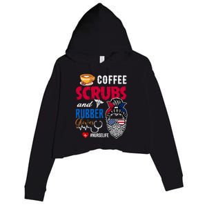 Coffee Scrubs And Rubber Gloves Nurse Life Gift Crop Fleece Hoodie