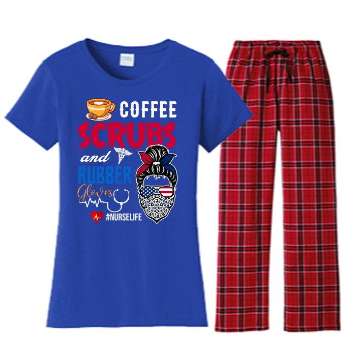 Coffee Scrubs And Rubber Gloves Nurse Life Gift Women's Flannel Pajama Set