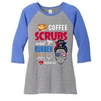 Coffee Scrubs And Rubber Gloves Nurse Life Gift Women's Tri-Blend 3/4-Sleeve Raglan Shirt