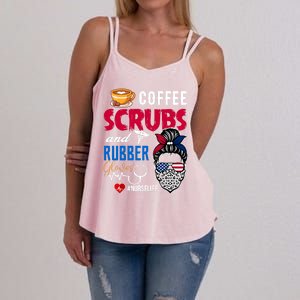 Coffee Scrubs And Rubber Gloves Nurse Life Gift Women's Strappy Tank