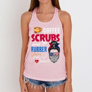 Coffee Scrubs And Rubber Gloves Nurse Life Gift Women's Knotted Racerback Tank