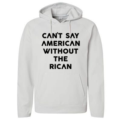 CanT Say American Without The Rican Performance Fleece Hoodie