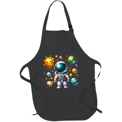 Cute Space Astronaut Design For And Space Lovers Full-Length Apron With Pockets