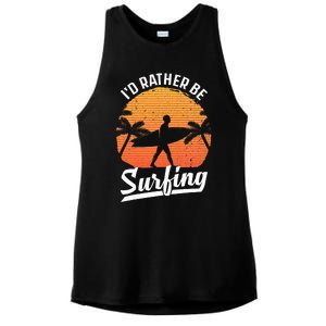 Cool Surf Art For Surfing Retro Surfer Sunset Ladies PosiCharge Tri-Blend Wicking Tank