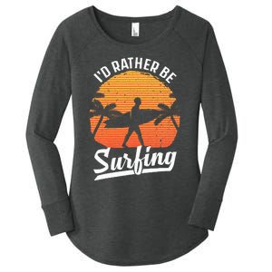 Cool Surf Art For Surfing Retro Surfer Sunset Women's Perfect Tri Tunic Long Sleeve Shirt