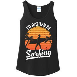 Cool Surf Art For Surfing Retro Surfer Sunset Ladies Essential Tank