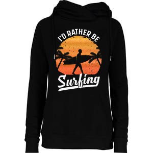 Cool Surf Art For Surfing Retro Surfer Sunset Womens Funnel Neck Pullover Hood