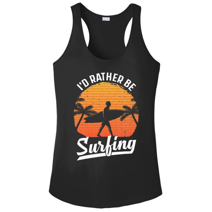 Cool Surf Art For Surfing Retro Surfer Sunset Ladies PosiCharge Competitor Racerback Tank