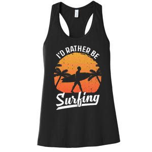 Cool Surf Art For Surfing Retro Surfer Sunset Women's Racerback Tank