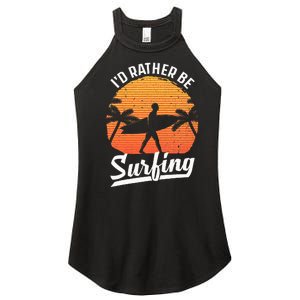 Cool Surf Art For Surfing Retro Surfer Sunset Women's Perfect Tri Rocker Tank