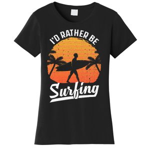 Cool Surf Art For Surfing Retro Surfer Sunset Women's T-Shirt