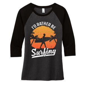 Cool Surf Art For Surfing Retro Surfer Sunset Women's Tri-Blend 3/4-Sleeve Raglan Shirt