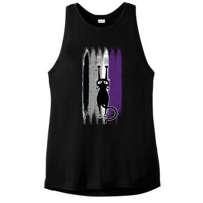 Cat Scratching Asexual Pride Kitten Kitty Lgbtq Ally Ace Cool Gift Ladies PosiCharge Tri-Blend Wicking Tank