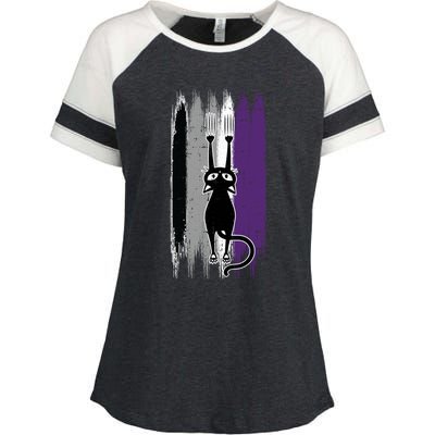 Cat Scratching Asexual Pride Kitten Kitty Lgbtq Ally Ace Cool Gift Enza Ladies Jersey Colorblock Tee