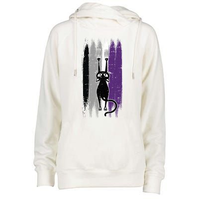 Cat Scratching Asexual Pride Kitten Kitty Lgbtq Ally Ace Cool Gift Womens Funnel Neck Pullover Hood