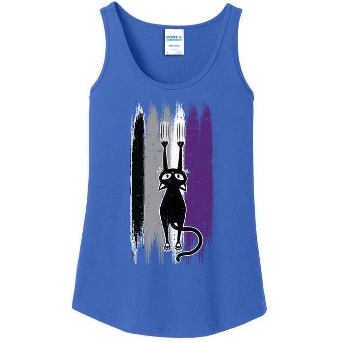 Cat Scratching Asexual Pride Kitten Kitty Lgbtq Ally Ace Cool Gift Ladies Essential Tank