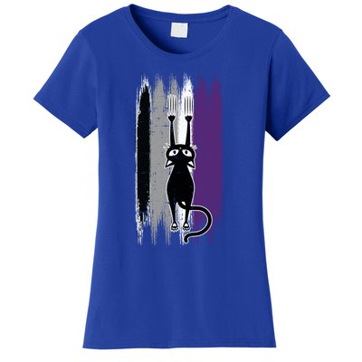 Cat Scratching Asexual Pride Kitten Kitty Lgbtq Ally Ace Cool Gift Women's T-Shirt