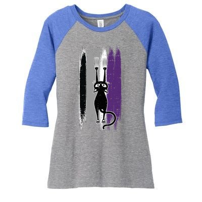 Cat Scratching Asexual Pride Kitten Kitty Lgbtq Ally Ace Cool Gift Women's Tri-Blend 3/4-Sleeve Raglan Shirt