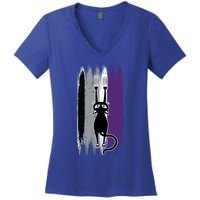 Cat Scratching Asexual Pride Kitten Kitty Lgbtq Ally Ace Cool Gift Women's V-Neck T-Shirt