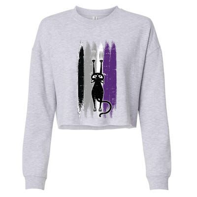 Cat Scratching Asexual Pride Kitten Kitty Lgbtq Ally Ace Cool Gift Cropped Pullover Crew