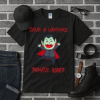 Cute Save A Vampire Donate Blood Vampire Halloween Tall T-Shirt