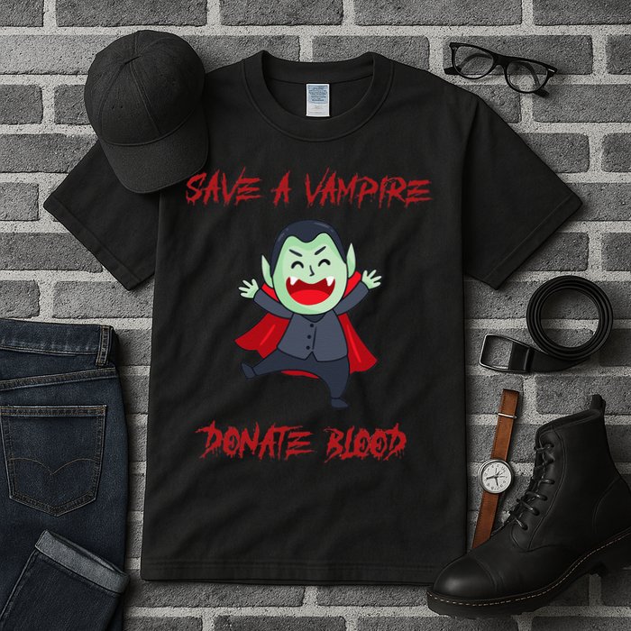 Cute Save A Vampire Donate Blood Vampire Halloween Tall T-Shirt