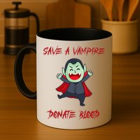 Cute Save A Vampire Donate Blood Vampire Halloween Mug