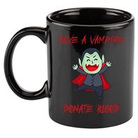 Cute Save A Vampire Donate Blood Vampire Halloween 11oz C Handle Ceramic Mug