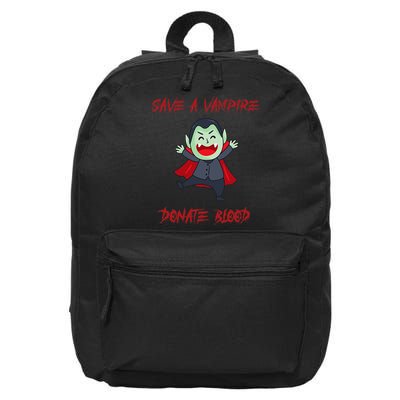 Cute Save A Vampire Donate Blood Vampire Halloween 16 in Basic Backpack