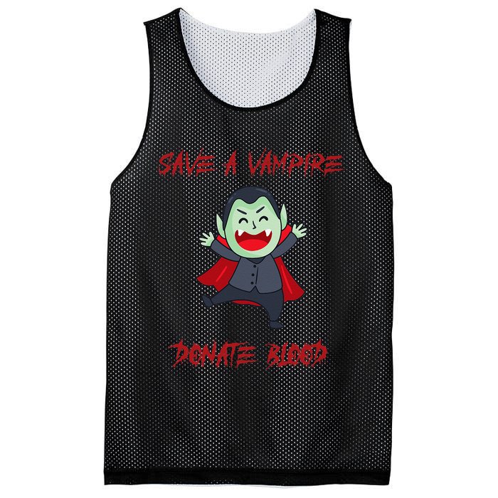 Cute Save A Vampire Donate Blood Vampire Halloween Mesh Reversible Basketball Jersey Tank