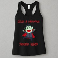 Cute Save A Vampire Donate Blood Vampire Halloween Womens Tank Top