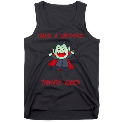 Cute Save A Vampire Donate Blood Vampire Halloween Tank Top