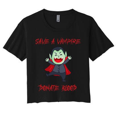Cute Save A Vampire Donate Blood Vampire Halloween Crop Top