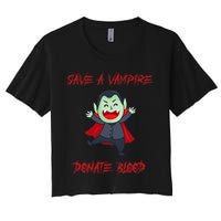 Cute Save A Vampire Donate Blood Vampire Halloween Crop Top