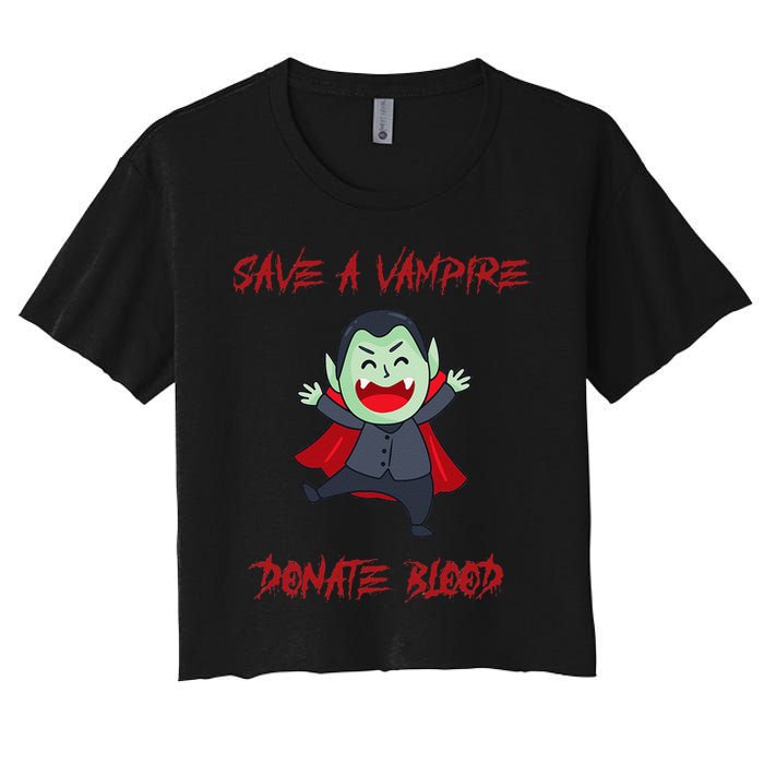 Cute Save A Vampire Donate Blood Vampire Halloween Crop Top